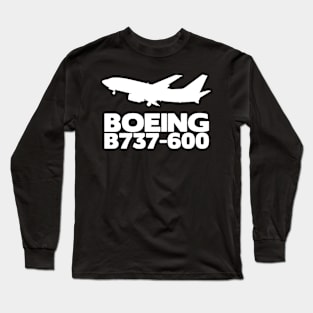 Boeing B737-600 Silhouette Print (White) Long Sleeve T-Shirt